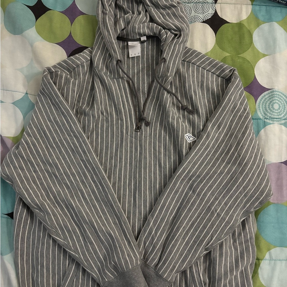 Puma Gray Striped Men's Half Zip Up Hoodie